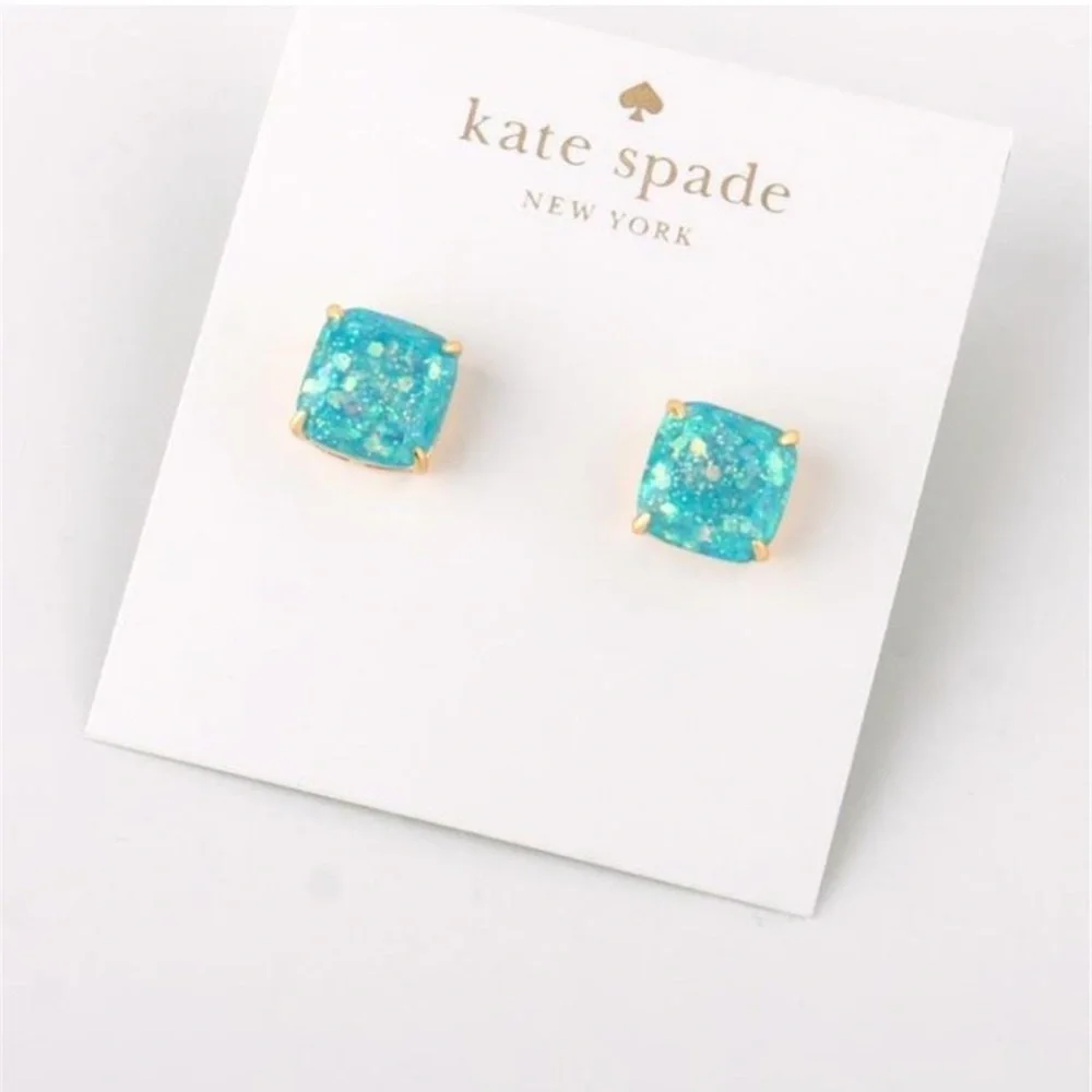 Kate Spade Mini Aqua Blue Glitter Stud Earrings